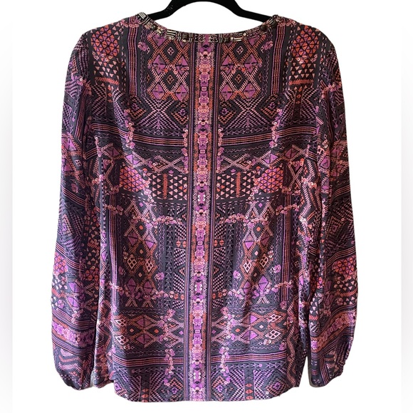 Nanette Lepore 100% Silk Long Sleeve Blouse Top Embellishments | Medium, Size 8 - Picture 7 of 12